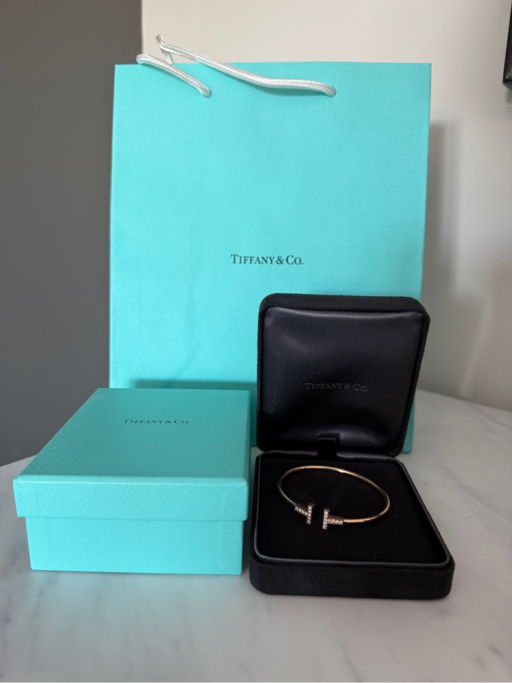 Tiffany & Co. Rose Gold T Diamond Wire Bracelet